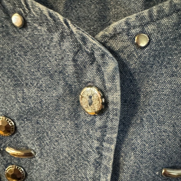 Bonnie Blain 80’s Embellished Denim Button-Up Shirt 2XL Blue Oversized Plus Size - Picture 3 of 12